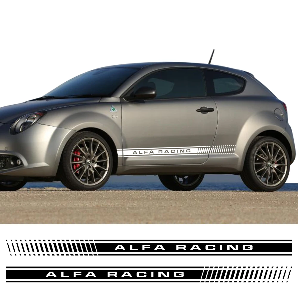 For Alfa Romeo Mito Car Side Skirt Stickers Racing Stripes Sport Style ...