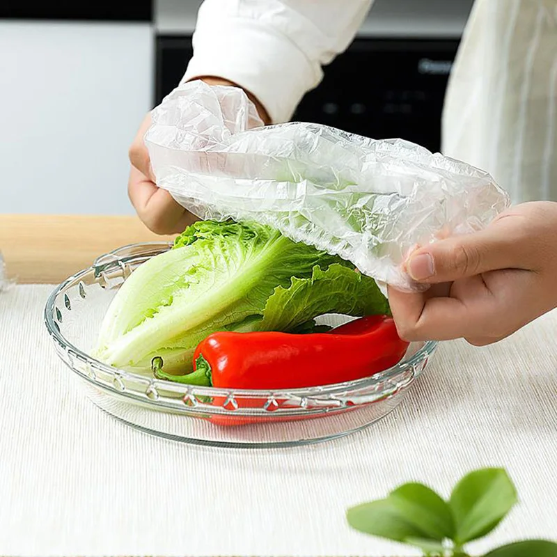 100/50p Einweg-Lebensmittel abdeckung Kithchen Kühlschrank Obst Lebensmittel Stretch Reste Schutz folie staub dichte Schalen Tassen Kappen Tasche