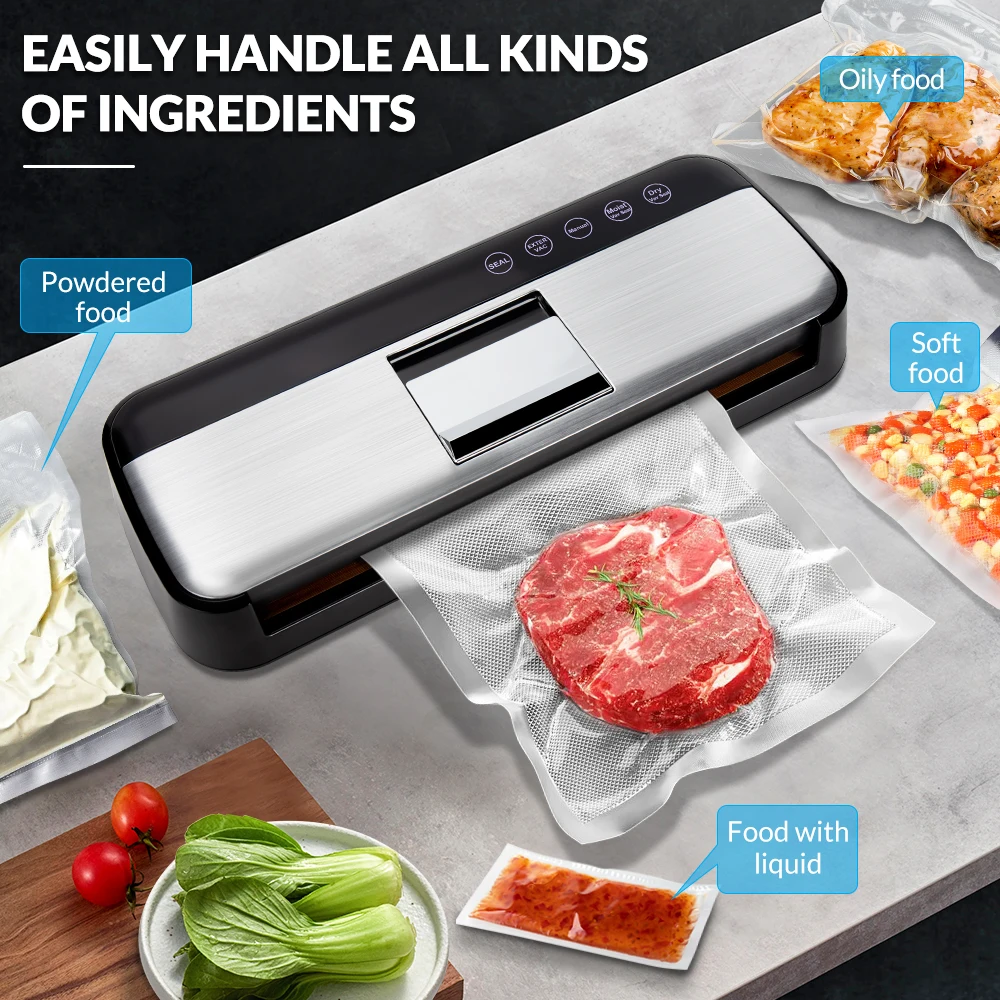 Automatic Vacuum Sealer Machine Hands Free Pressing Vacuum Sealer Machine LED Touch Panel Vacuum Food Packing Machine