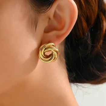 925 Silver Needle Fashion Gold Color Earrings For Women Metal Earings Jewelry 2025 Trending Stainless Steel Geometric Earrings