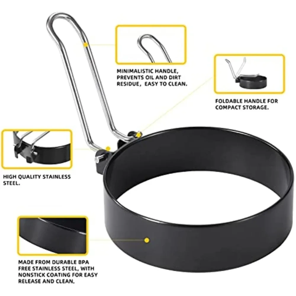 Egg Ring 2pcs Stainless Steel Non-Stick McMuffin Sandwiches Frying Shaping Eggs Household Breakfast Cooking