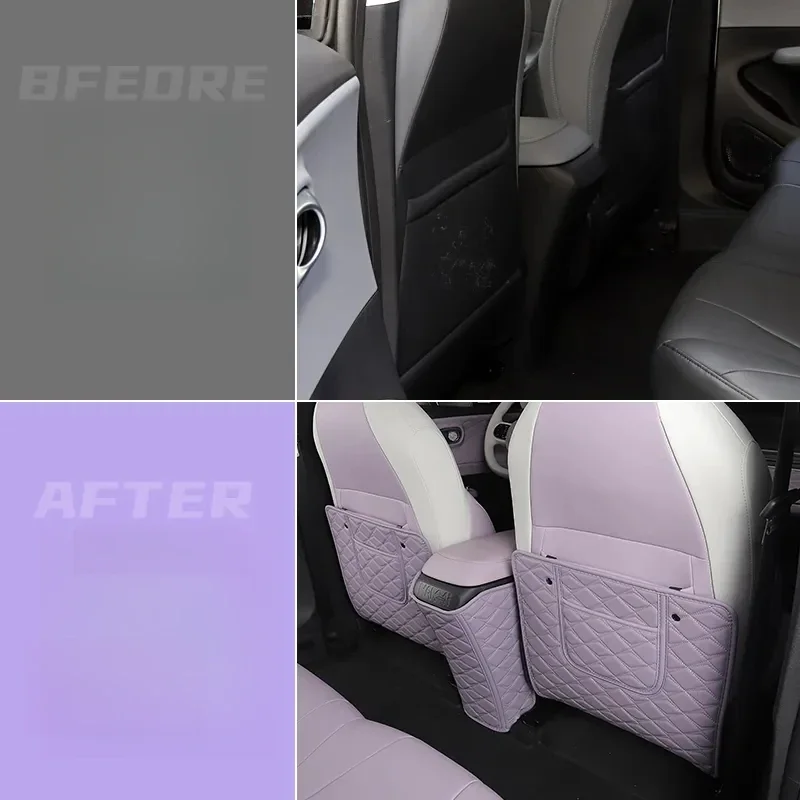 Leather Car B-pillar Seat Back Rear Anti Kick Pad Protective Mat Cover trim Auto Accessories For Dongfeng Nammi box 01