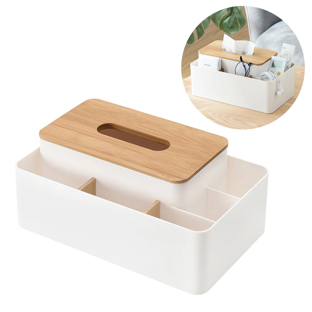 

Napkin Storage Container Paper Holder for Home Multifunction Towel Living Room Bamboo
