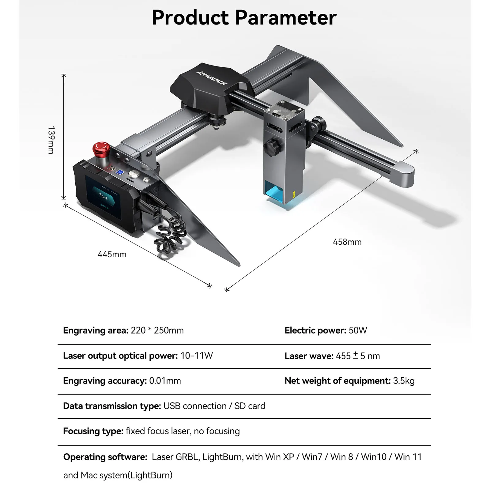 ATOMSTACK P9 M50 0.06MM レーザー彫刻機