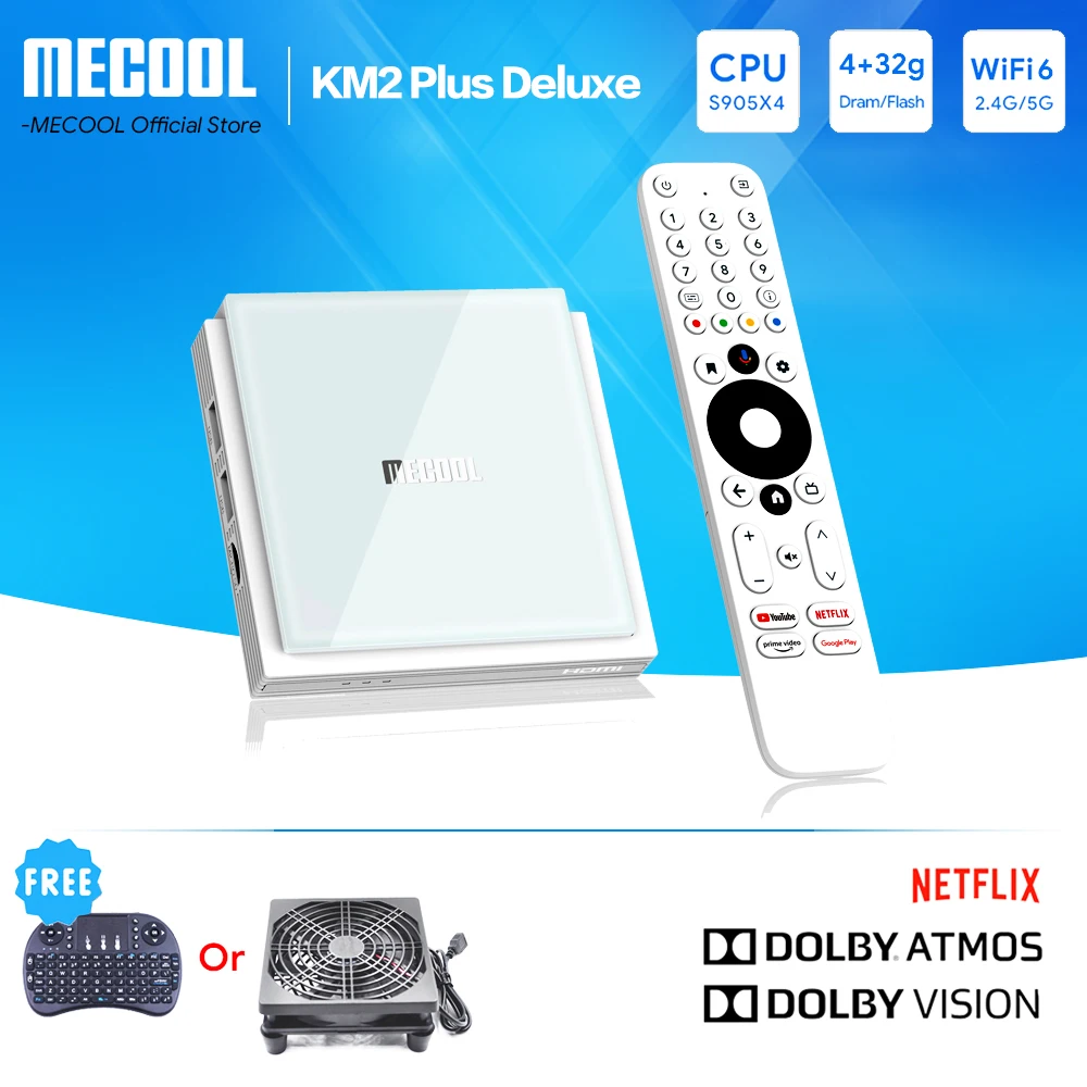  MECOOL KM2 Android TV Netflix 4K with Google Assistant Build in  4K HDR Streaming Media Player Google Certified Free HDMI Cable : Electronics