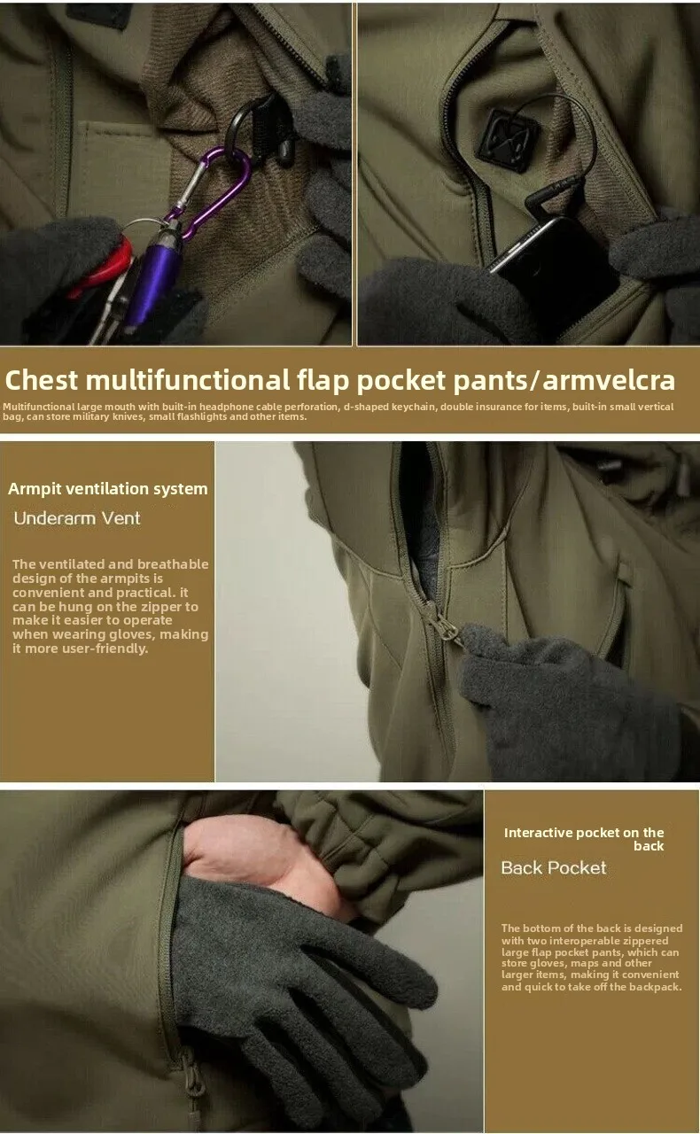 Colorful Softshell Jacket Men Women Fleece Lined Windproof Waterproof Breathable Winter Hiking Shark Skin Outdoor Thermal Coat