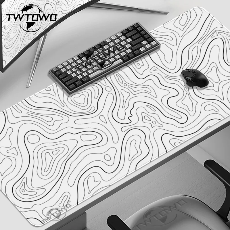 Alfombrilla de ratón para juegos, líneas de contorno en blanco y negro, impresión de demanda, alfombrilla de ratón grande HD XXL, alfombra suave, alfombrillas para ratón para ordenador portátil