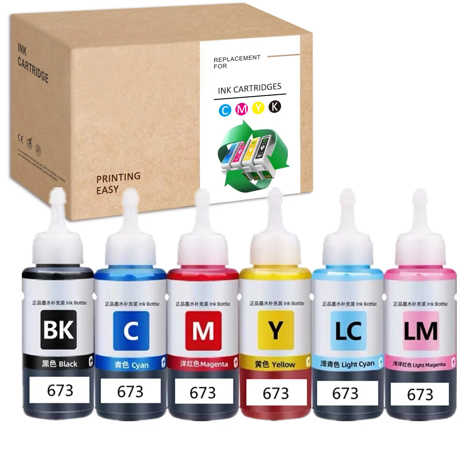 Ink Bottles 70ML dye ink kit,ink refill kit,dye ink refill,inkjet printer ink,ink cartridge refill kit,ink refill For Epson 673 T673 T6731 T6732 T6733 T6734 T6735 T6736 For L800 L801 L805 L810 L850 L1800 L1805 Printer