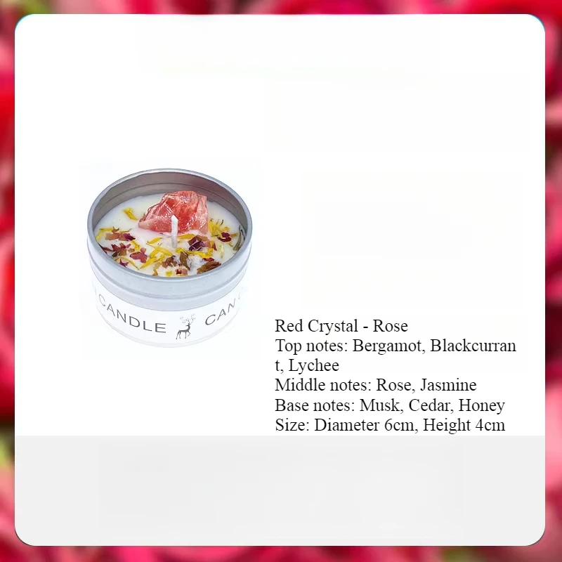 Scented Crystal Stone & Dry Flower Candle in Elegant Silver Tin