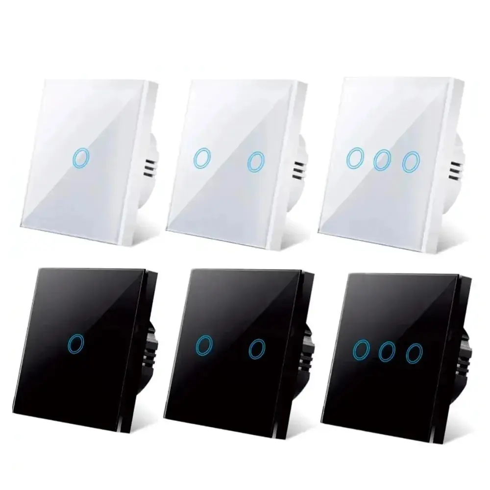 smart wall switch Touch Switch EU LED Crystal Glass Panel Wall Lamp Light Switch 1/2/3 Gang AC100-240V LED Sensor Switches Interruttore