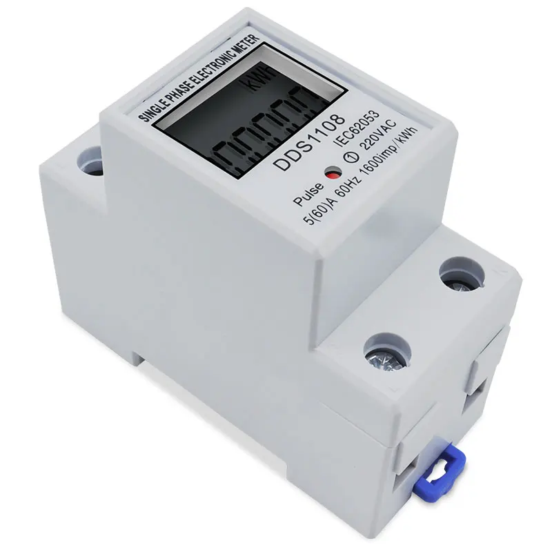 LCD Digital Display Power Consumption Meter Single Phase Energy Meter Watt Wattmeter kWh 230V AC 50Hz 60A Electric Din Rail power meter energy meter