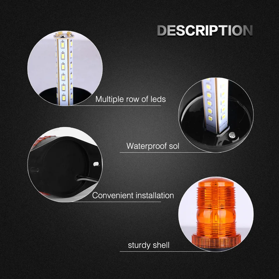 Amber 9-80V LED Beacon Magnetic Base Forklift Emergency Warning Light - View #7