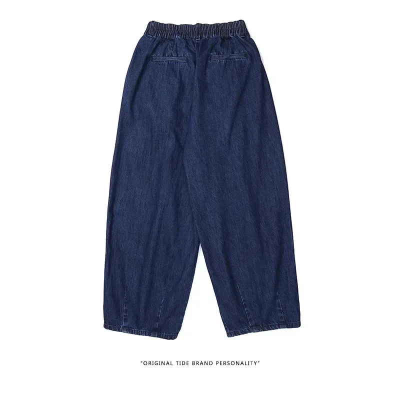 Customer Made Wide Leg Cargo Pants Men Casual Loose Straight Trousers Denim Designer Pants Male Elastic Waist Joggers S-XL