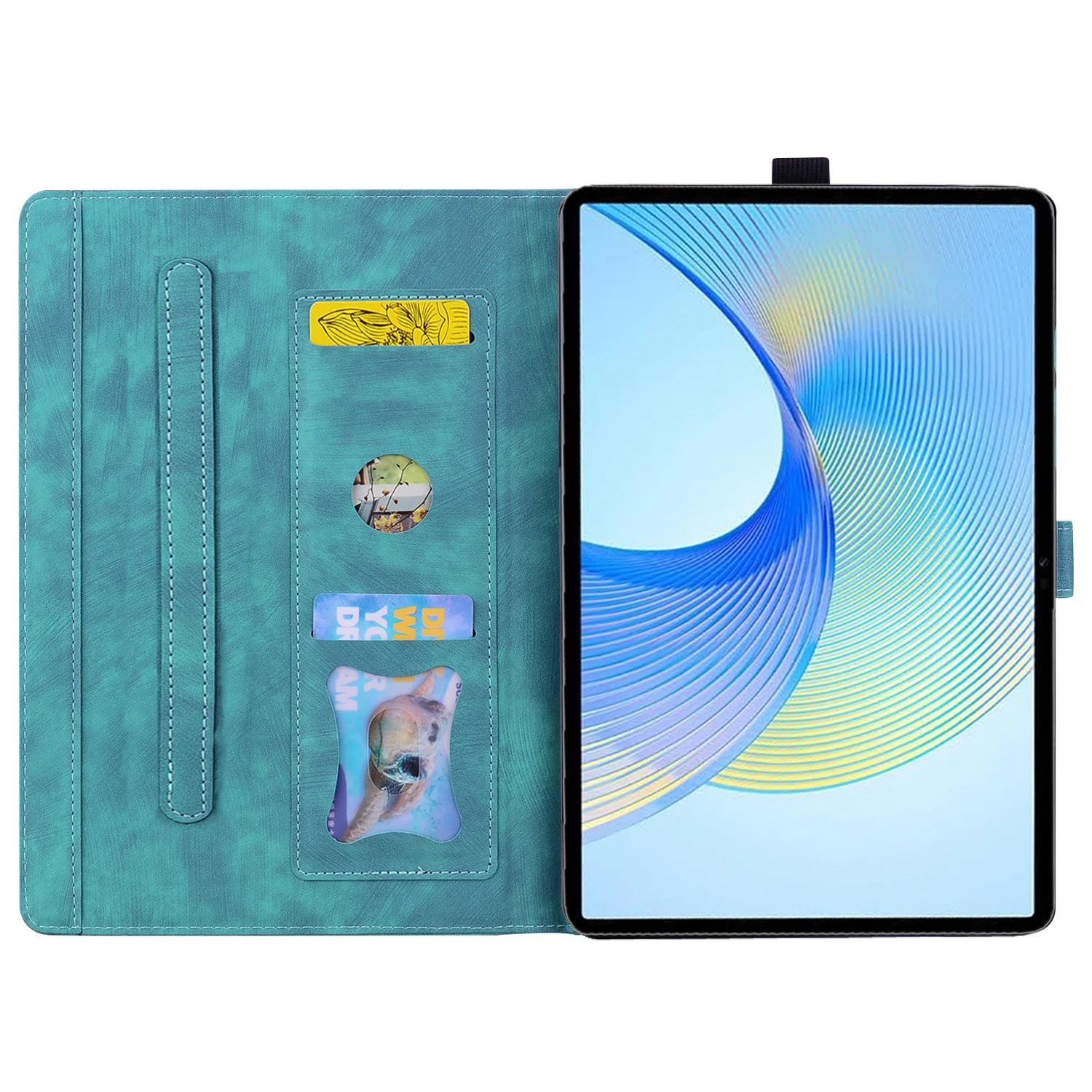 Floral & Cat Embossed 3D Wallet Stand Tablet Case with TPU Back