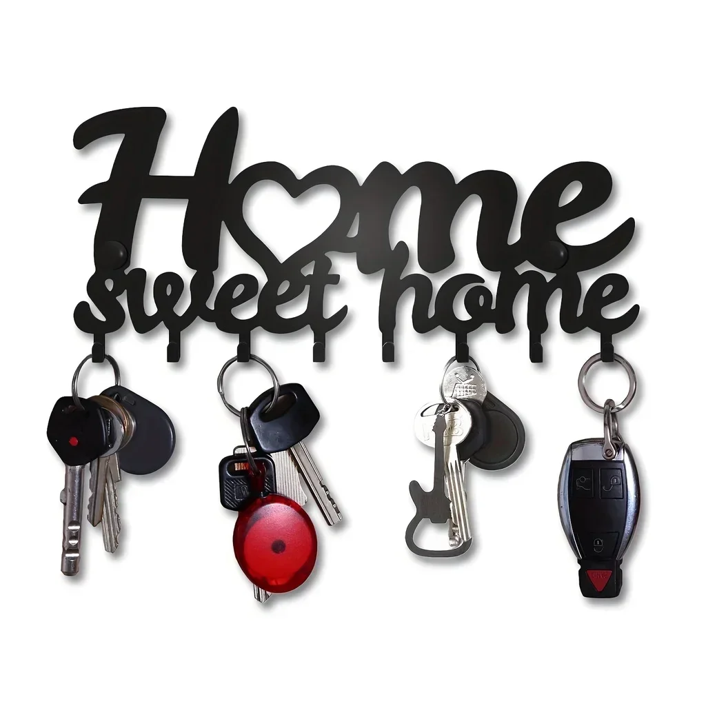 Description Picture 2 of itemKey Rack For Wall, Black Key Holder For Wall Decorative, Metal Wall Decor for Office, Entryway, Key Hooks Hanging Keys