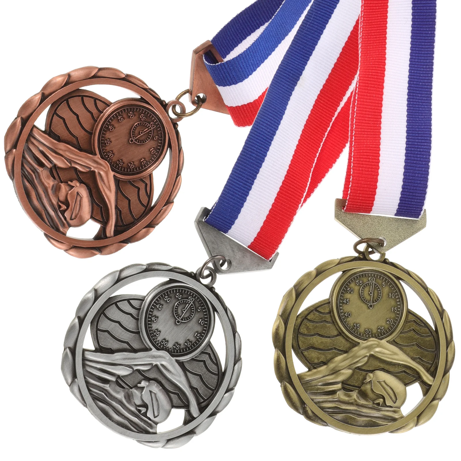3pcs Hanging Medal With Lanyard Medals Sports Metal Medals Race Metal For Competition Swimming Sports Accessories