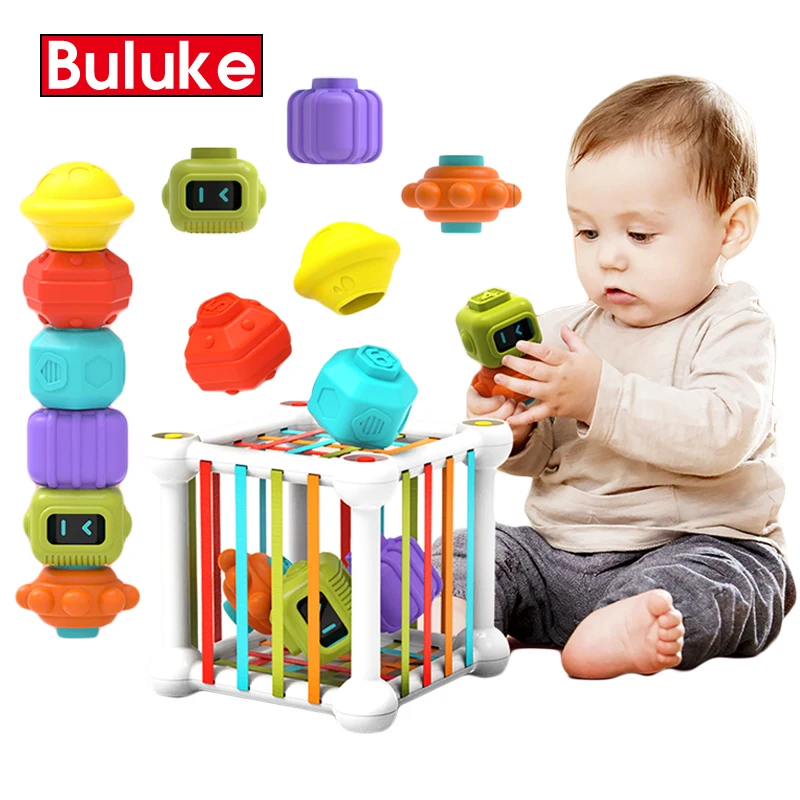Baby Shape Sorting Toy Motor Skill Tactile Touch Toy 10 Months To 3 Years InnyBin Soft Cube