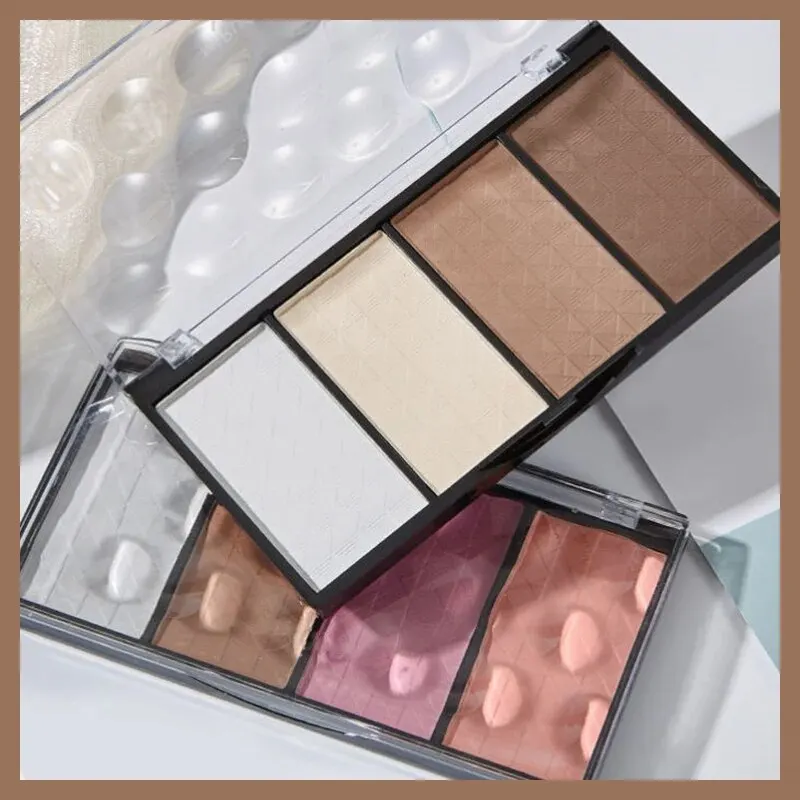 Face Powder Face Highlighter V Face 4 Color Highlights Nasal Shadow Brightening Pressed Powder Powder Show Color And Maintain Makeup Nature Stereoprofile