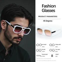 Men's Geometric Double Frame Square Sunglasses - Modern Minimalist Design (White)