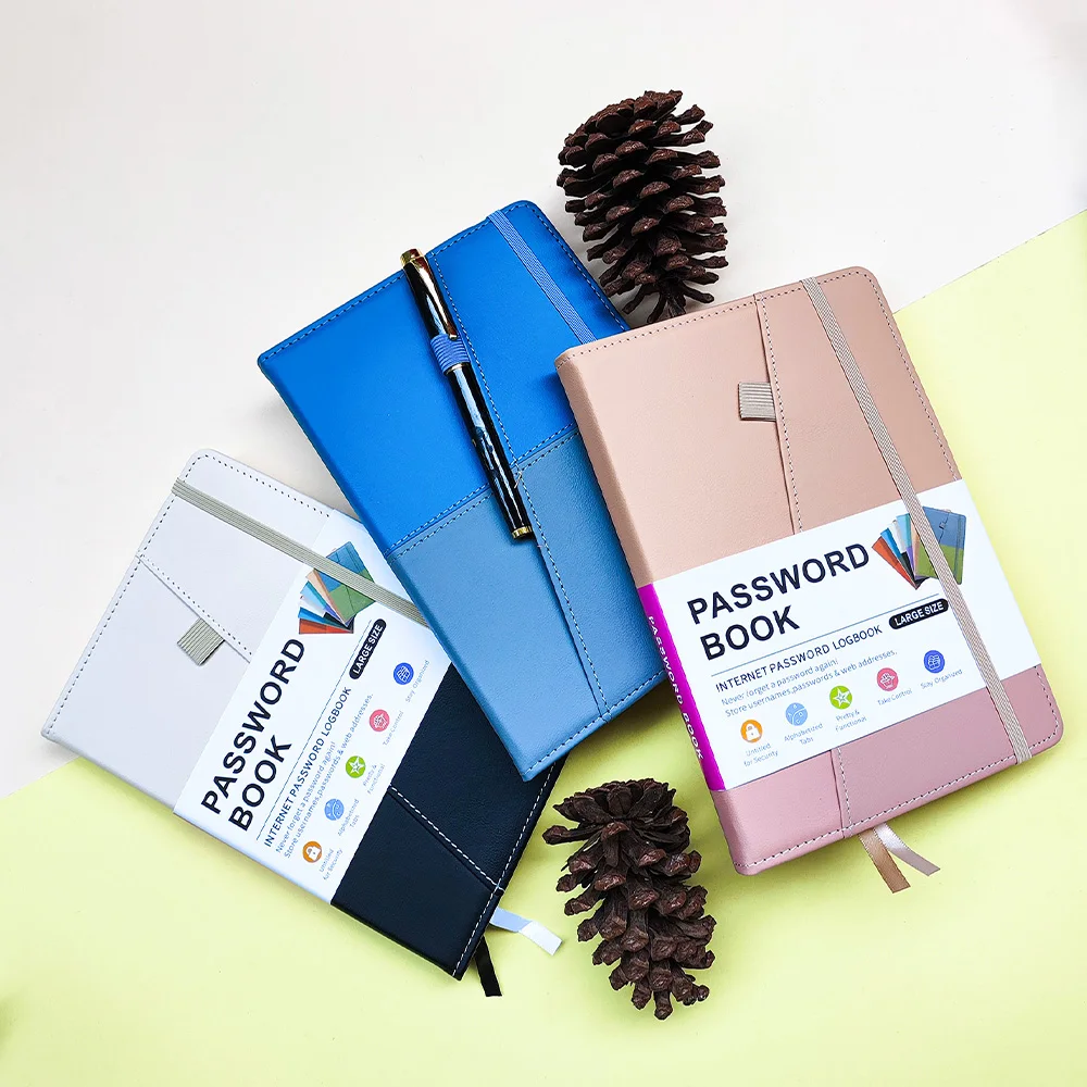 A5 Website Password Notebook with letter label Binding solid color hard-faced English address book Telephone book record