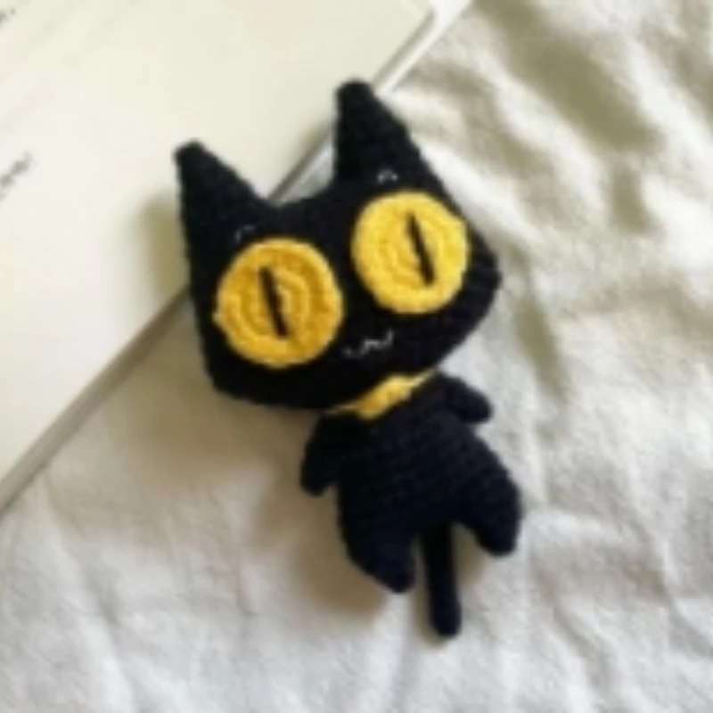 Big Eyed Black Cat DIY Material Package Wool Crochet Doll Weaving Handmade Cute Cat Pendant Keychain Cute Couple Birthday Gift