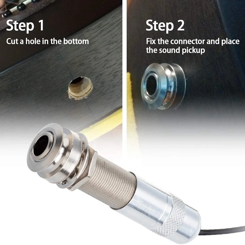 Pickups Piezo Transducer, 3 In 1 Microphone Contact Self-Adhesive Mono Piezo Pickup For Electronic Guitar Violin Ukulele