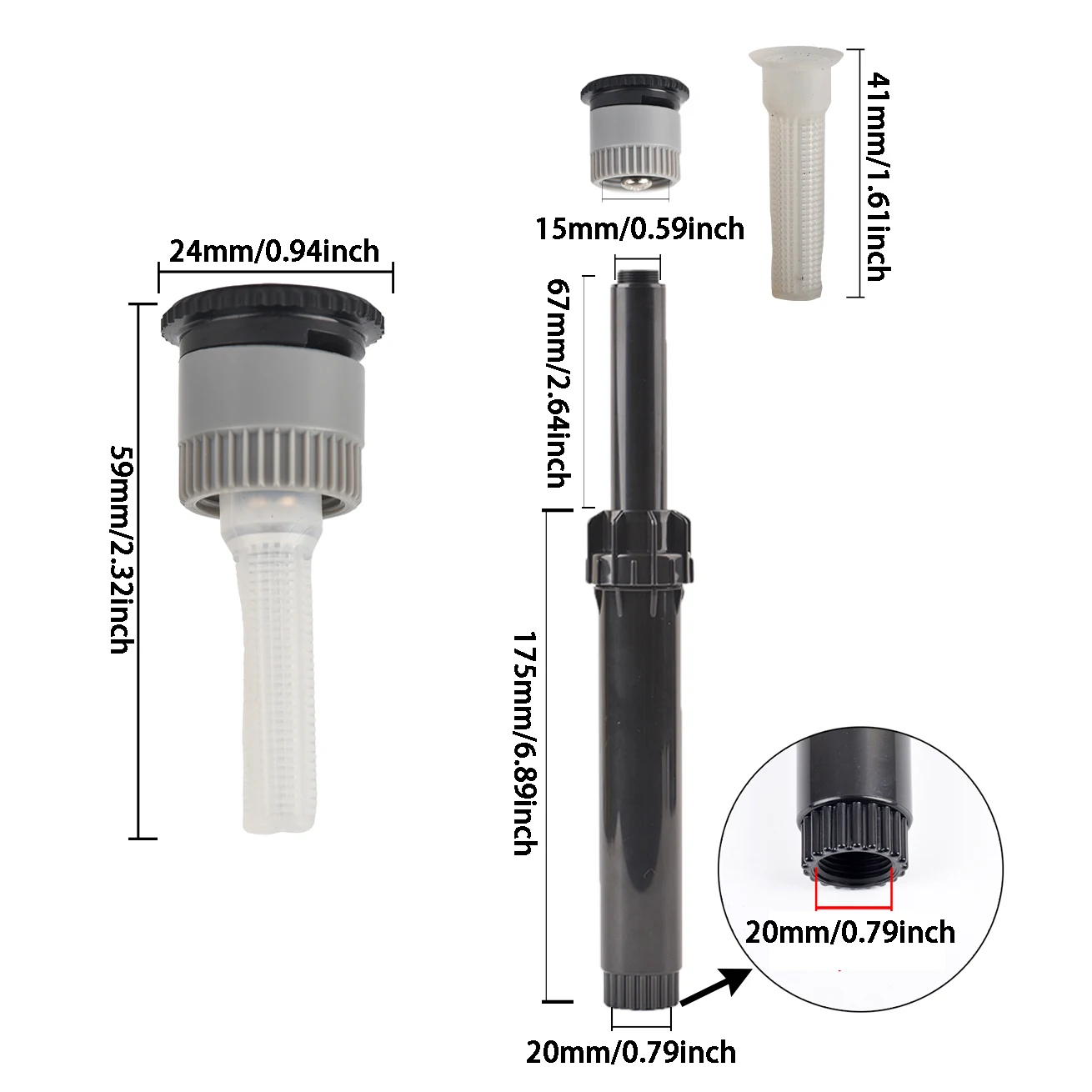 5PCS 조정 가능한 0  360 학위 교체 산란 노즐 1/2 인치 팝업 스프링클러 정원 잔디 관개 도구
