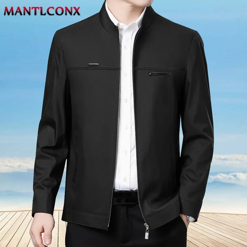 

Новая однотонная деловая Мужская модная верхняя одежда MANTLCONX, мужская куртка на молнии, Мужская Весенняя тонкая куртка, Мужская одежда