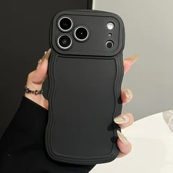 Chic Curly Wavy Matte Silicone Soft Phone Case with Lens Protective Bumper Cover - iPhone Air (Black)
