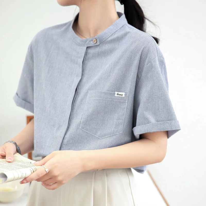 

LKSK Round Necked Striped Short Sleeved Shirt Women's Summer Shirt New Women's Stunning Small Top Summer Women's Clothing
