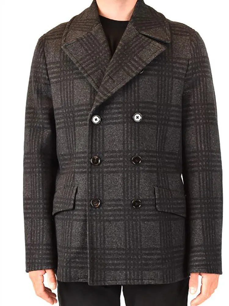Black Plaid Woolen Men Suit Tailor-Made One Piece Men Blazer Black Overcoat Double Breasted Groom Business Causal Prom Tailored