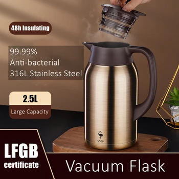 LFGB Certificated 316L Stainless Steel Thermos 99.9% Anti-bacterial Vacuum Flask Heat Insulation Warm Keeping Water Bottle 2