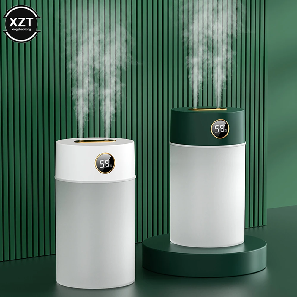 

New Large Capacity USB Humidifier with Colored Light Dual Nozzle Digital Display Aromatherapy Diffuser