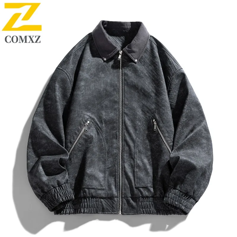 Men Autumn Workwear Jacket Heavyweight PU Leather Biker Coat Notch Collar Water-Resistant Windproof Vintage Motorcycle Outerwear