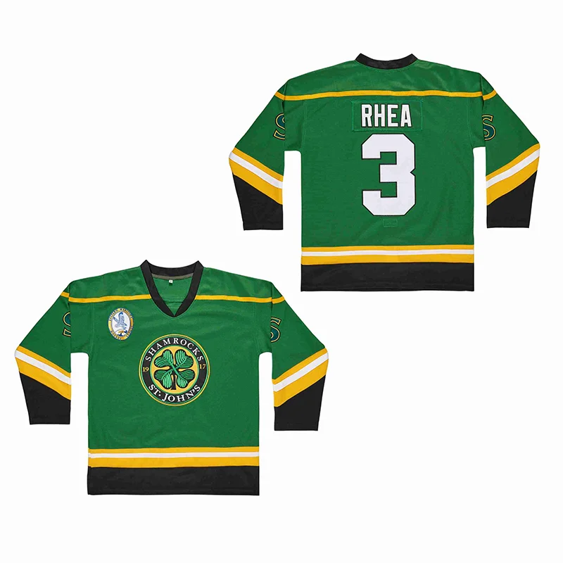 Ijshockey Jersey St John 'S Shamrocks Retro 3 # Rhea Truien Naaien Borduurwerk Outdoor Sportkleding Groen Zwart Wit 2023 Nieuw