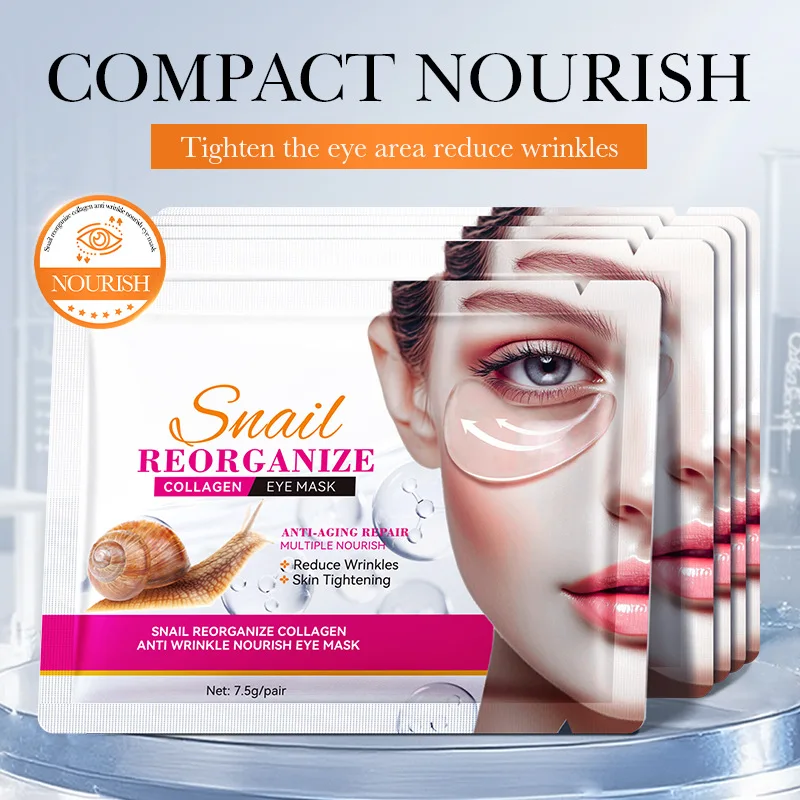 10 Pairs SADOER Snail Crystal Collagen Eye Mask Anti Wrinkles Ant-Aging Moisturizing Anti Dark Circles Eye Patches Gel Masks