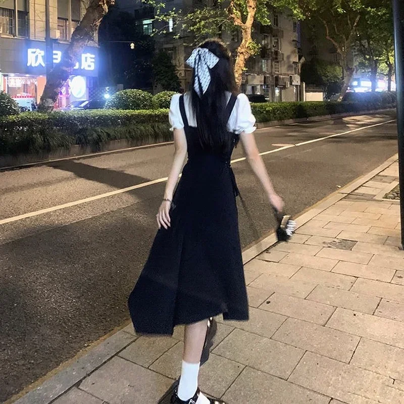 女性のためのノースリーブミドル丈ドレス,エレガントな衣装,ストリートウェアスタイル,古着,韓国のファッション,新しい Vネックのノースリーブミドル丈ドレス,エレガントなオフィス