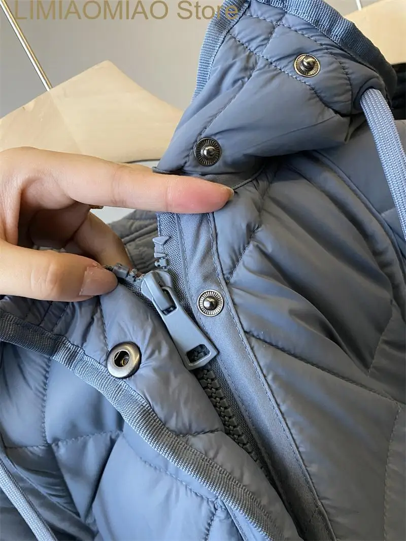 New Winter Women Long Blue Parkas Long-sleeve Loose Hooded Thickened Cotton Clothes Female Midi Jacket Warm Coat Mujer