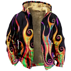 Colorful Graphic Hoodie Long Sleeve Zipper Sweatshirt Stand Collar Coat Harajuku Streetwear Women Men Winter Clothes