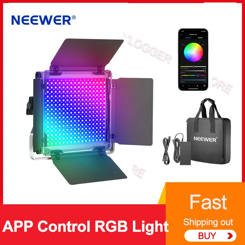 NEEWER 660 PRO RGB LED 비디오 조명, 앱 제어, 360 ° 풀 컬러 3200-5600K 비디오 조명, 게임 사진 스트리밍용