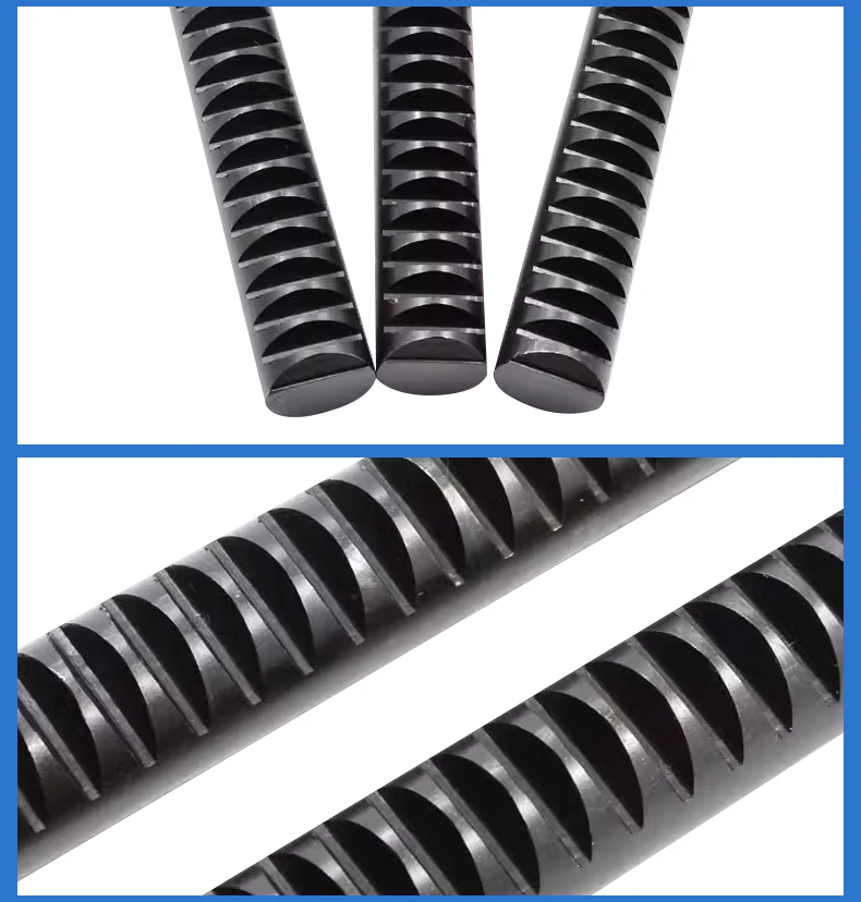 Rundes zylindrisches Gestell 1/1,5/2/2,5/3/4 Modul L = 1000 mm Hochpräzise nigrescenz schwarze harte Zähne für CNC-Getriebeteile – Detail 6