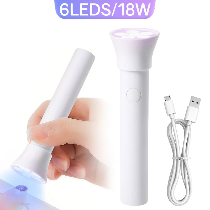 Mini UV LED Nail Dryers 18W Portable Quick Nail Drying Lamp USB Rechargeable Mini Flashlight Pen For Nail Gel Curing Salon Tools