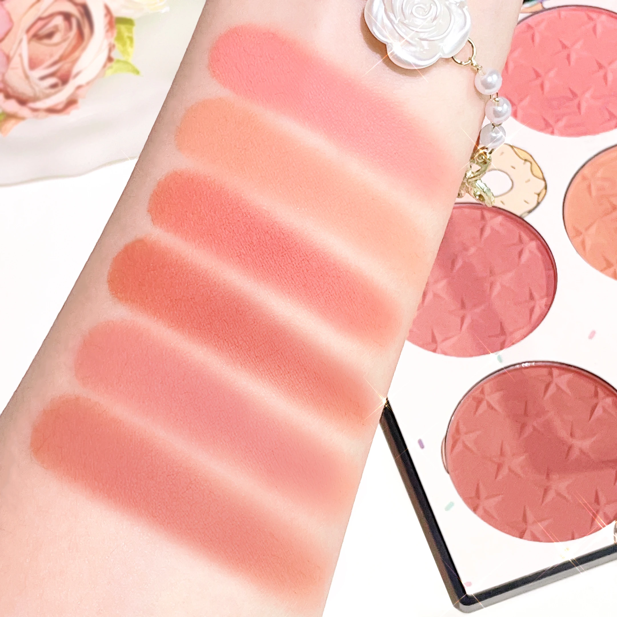 6-color blush palette, matte effect, natural long-lasting, high pigment, daily multi-color makeup set 4