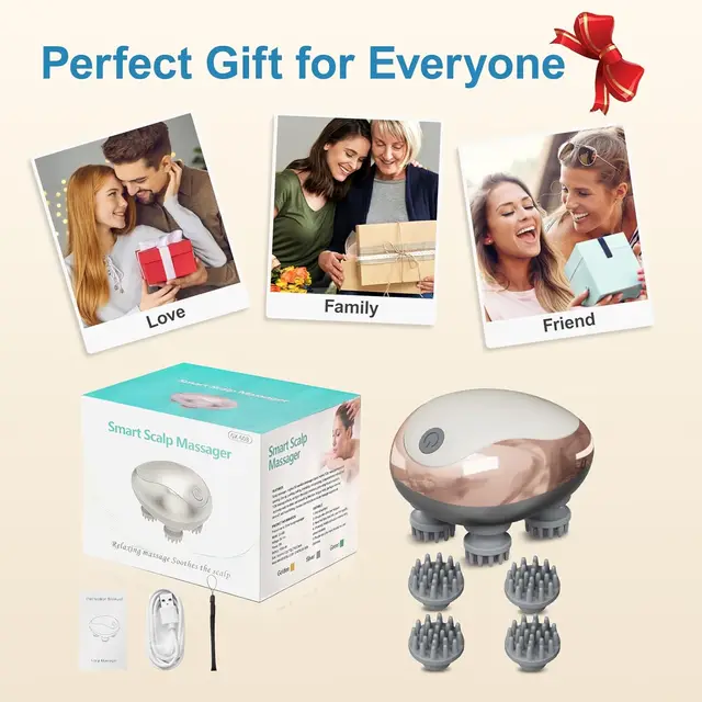 Massaggiatore elettrico per cuoio capelluto Massaggiatore portatile portatile per cuoio capelluto Grattaschesta per massaggio completo del corpo Pulito profondo e relax stress. 6