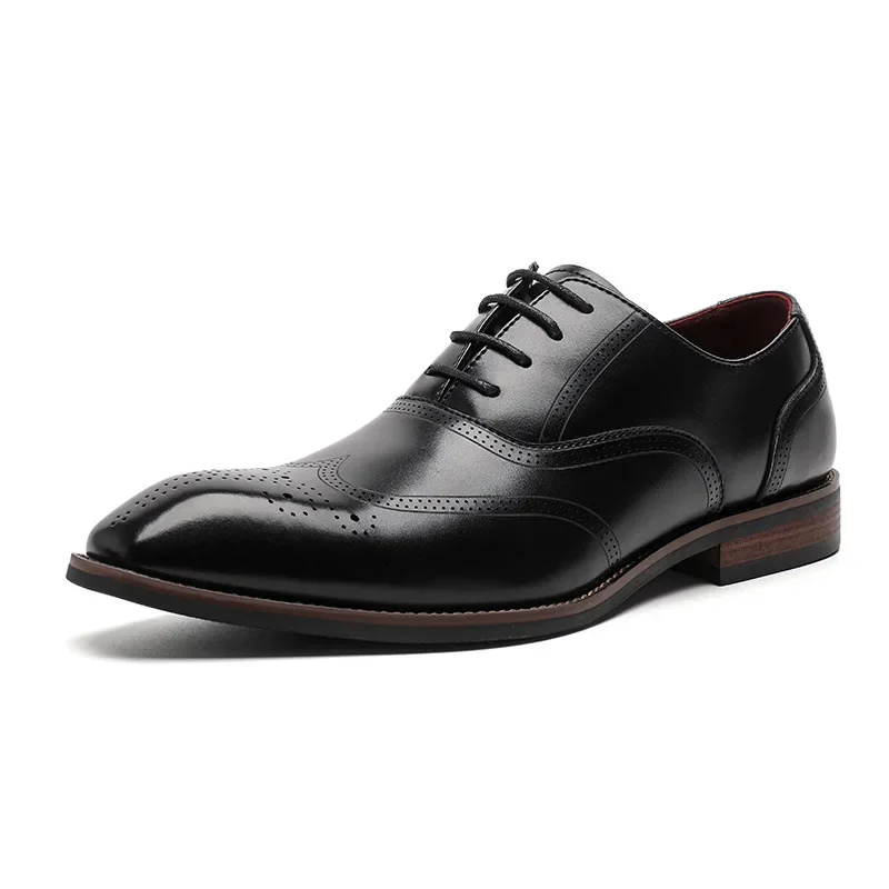 47 Men Genuine Leather Luxury British Vintage Carving Wingtips Brogues Slip on Flats Designer Oxford Dress Shoes mens brogue shoes mens dress shoes