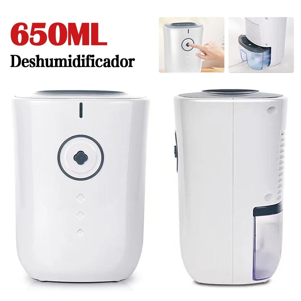 Mini deshumidificador con filtro de aire básico, secador de  deshumidificación envolvente con tanque de agua de gran capacidad Visual,  secador recargable