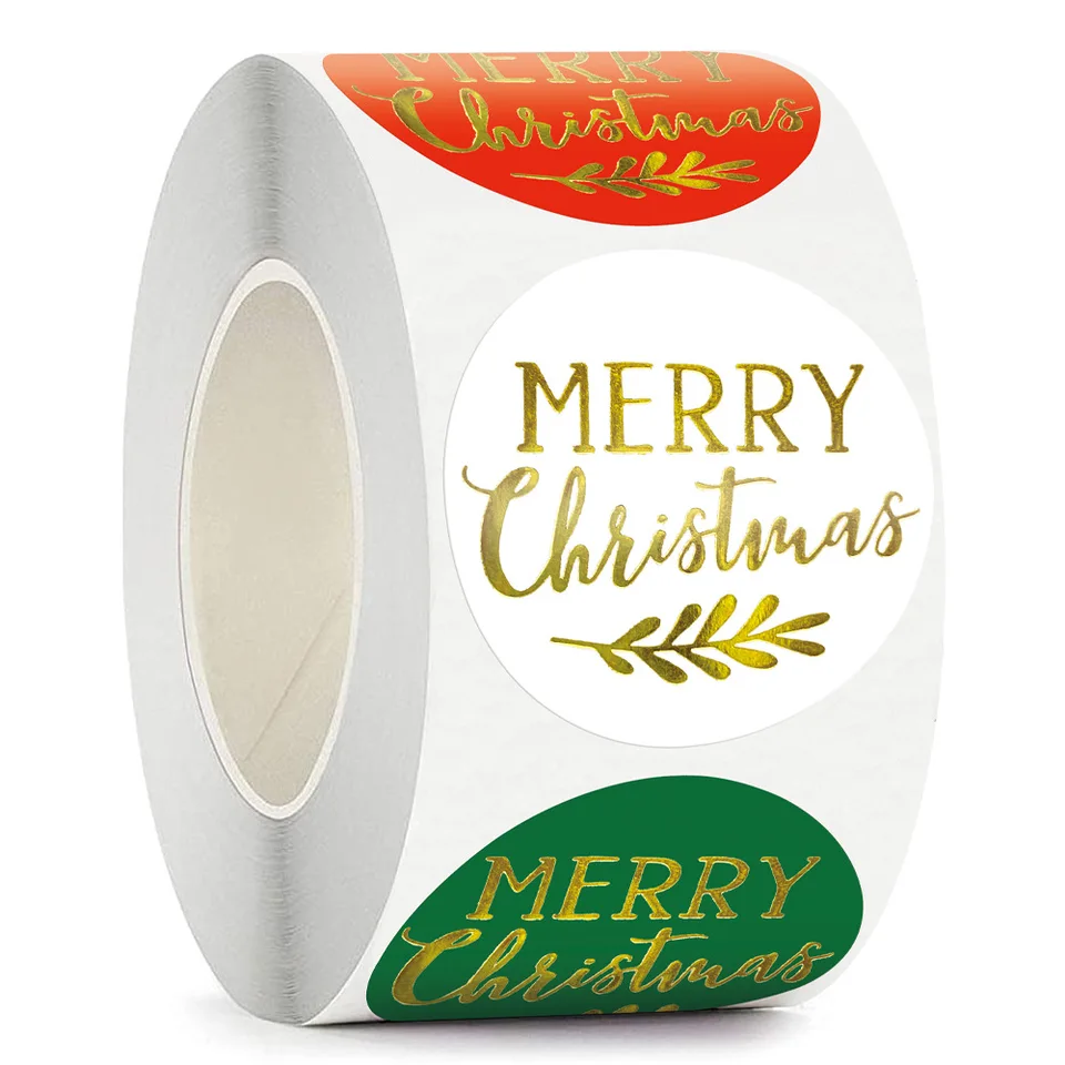 AIEX 150pcs Christmas Envelope Seal Stickers, Decorative Envelope Seals Christmas Tree Gold Foil Stickers For Envelopes Invitation Cards Wedding Party Decorations