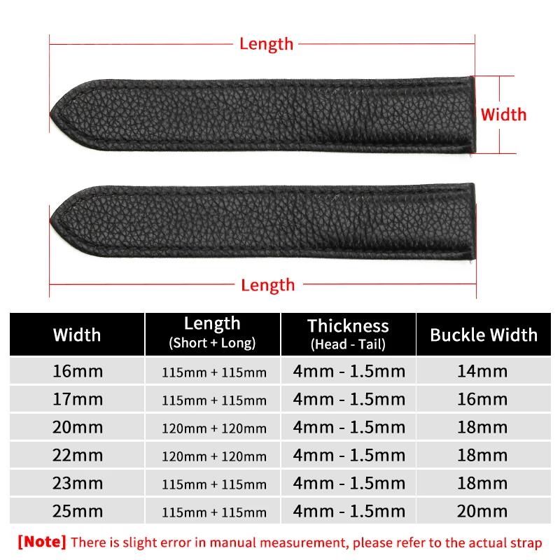 Litchi Leather Watch Band - Premium Lychee Grain Strap in Multiple Sizes