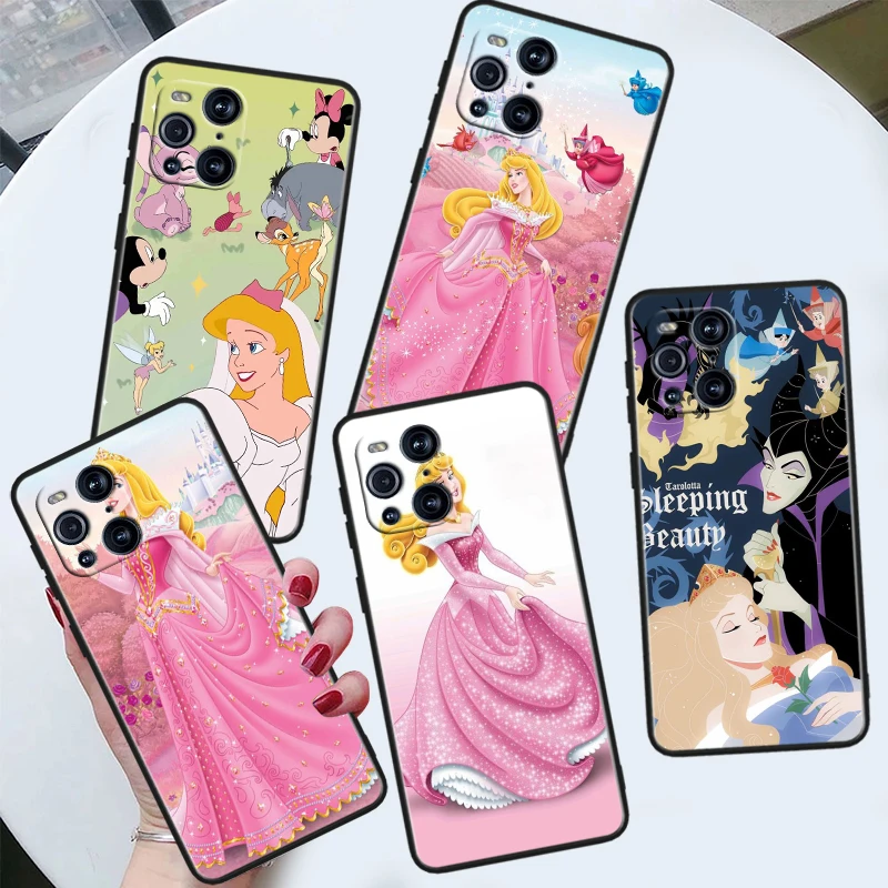 

Disney Princess Aurora For OPPO Find X6 X5 X3 X2 F21S F21 Pro Lite Neo Black Silicone Fundas Soft Cover Capa Phone Case