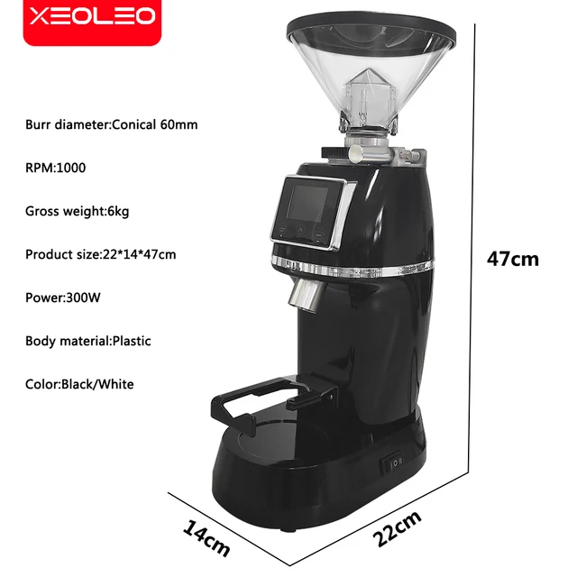 Xeoleo 60mm Electric coffee grinder Conical burr grinder timing control Quantitative 300W/1000rpm Espresso Coffee bean grinder 2